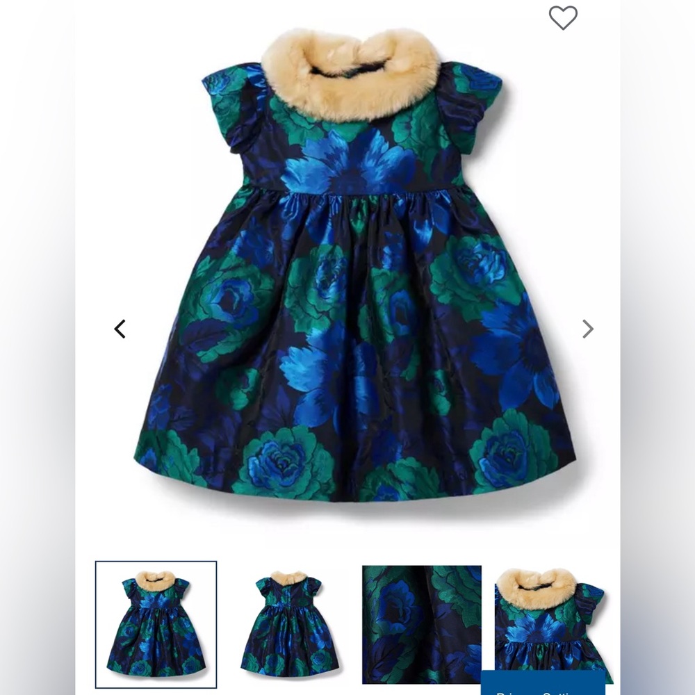Janie and Jack Floral jacquard faux fur collards dress size 8
